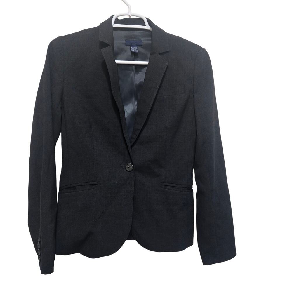 Tailored Wool Blazer Charcoal Gray Size 2